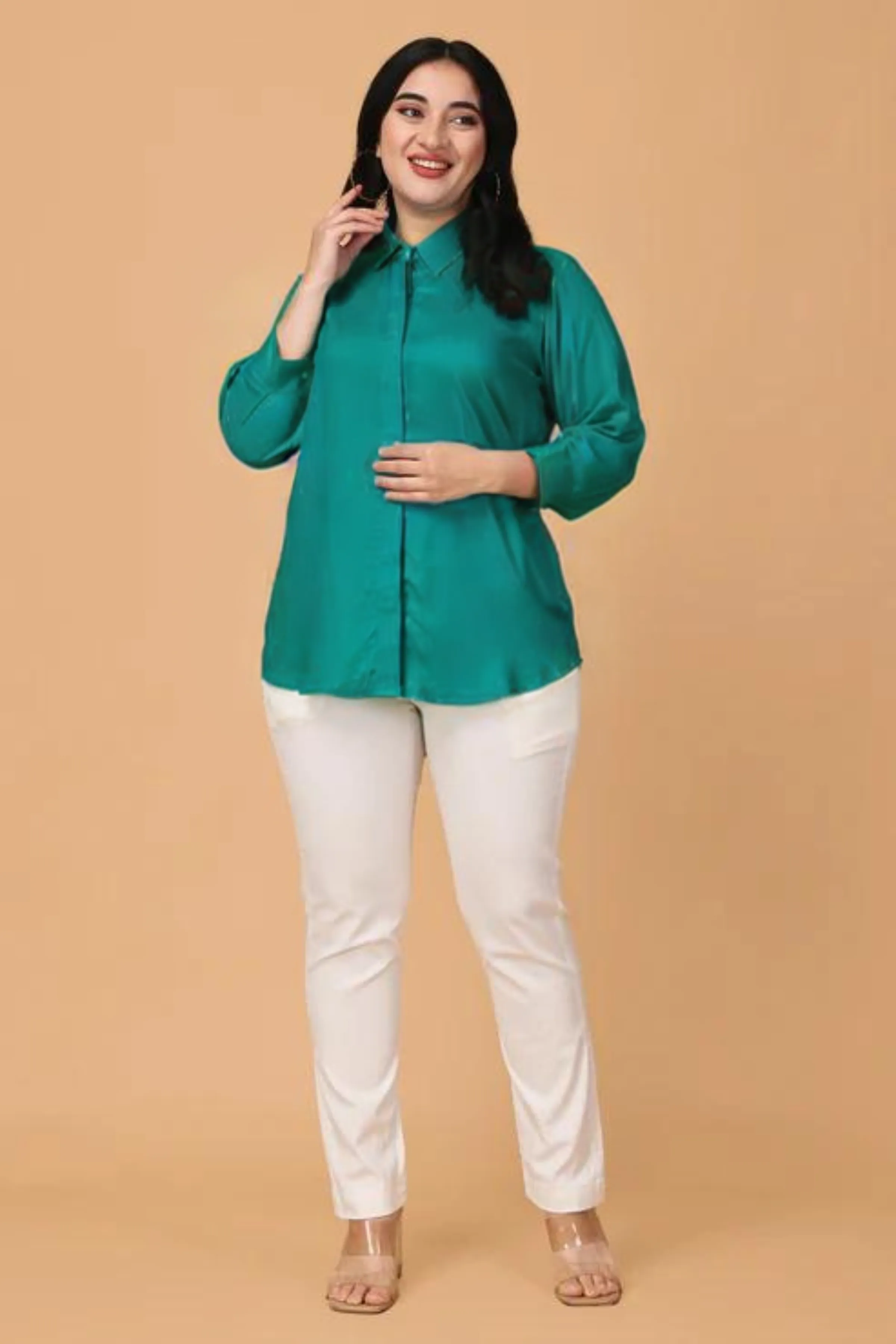 Tropical Blue Solid Rayon Shirt