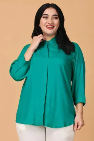 Tropical Blue Solid Rayon Shirt
