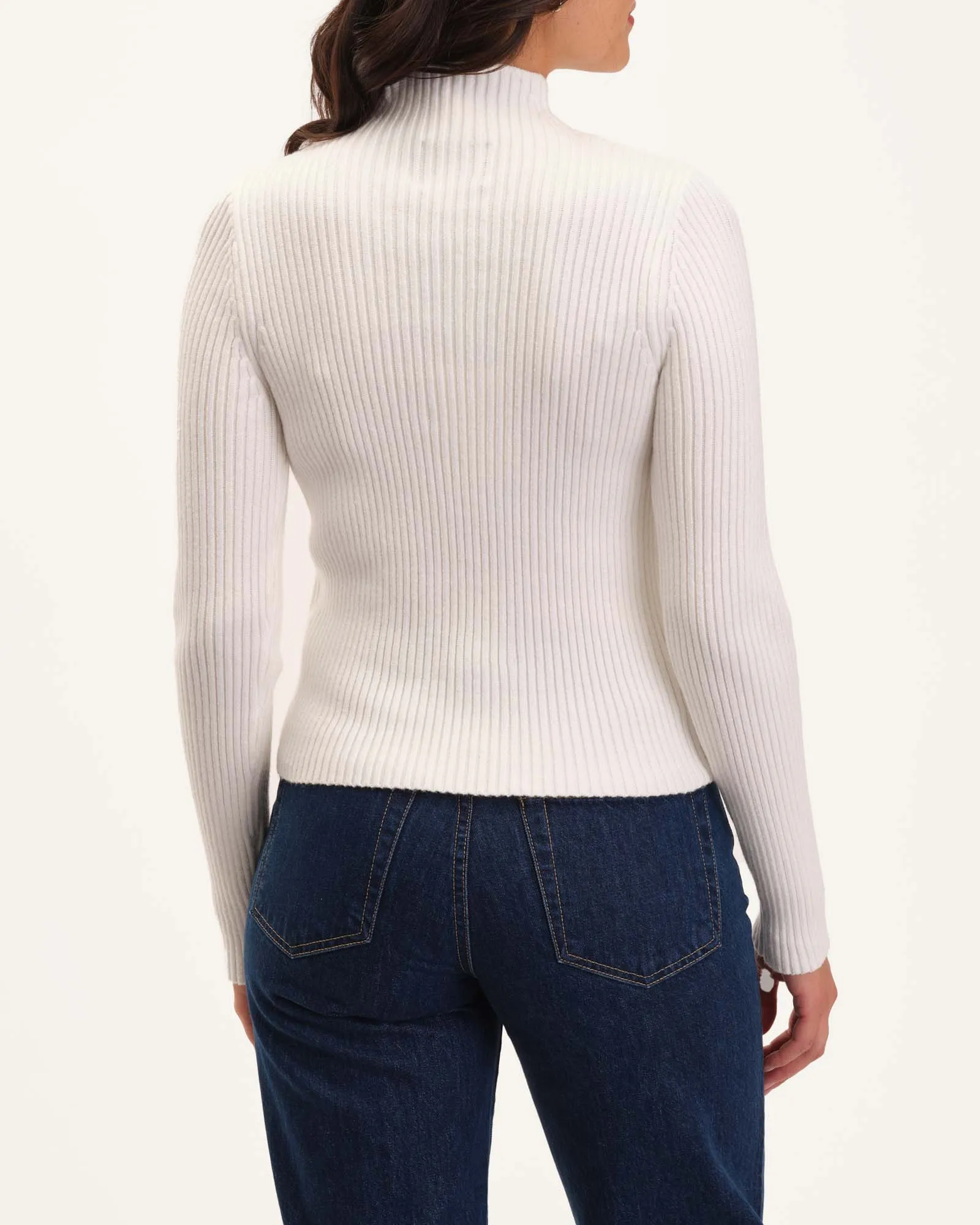Viscose Blend Ribbed Mock Neck Sweater