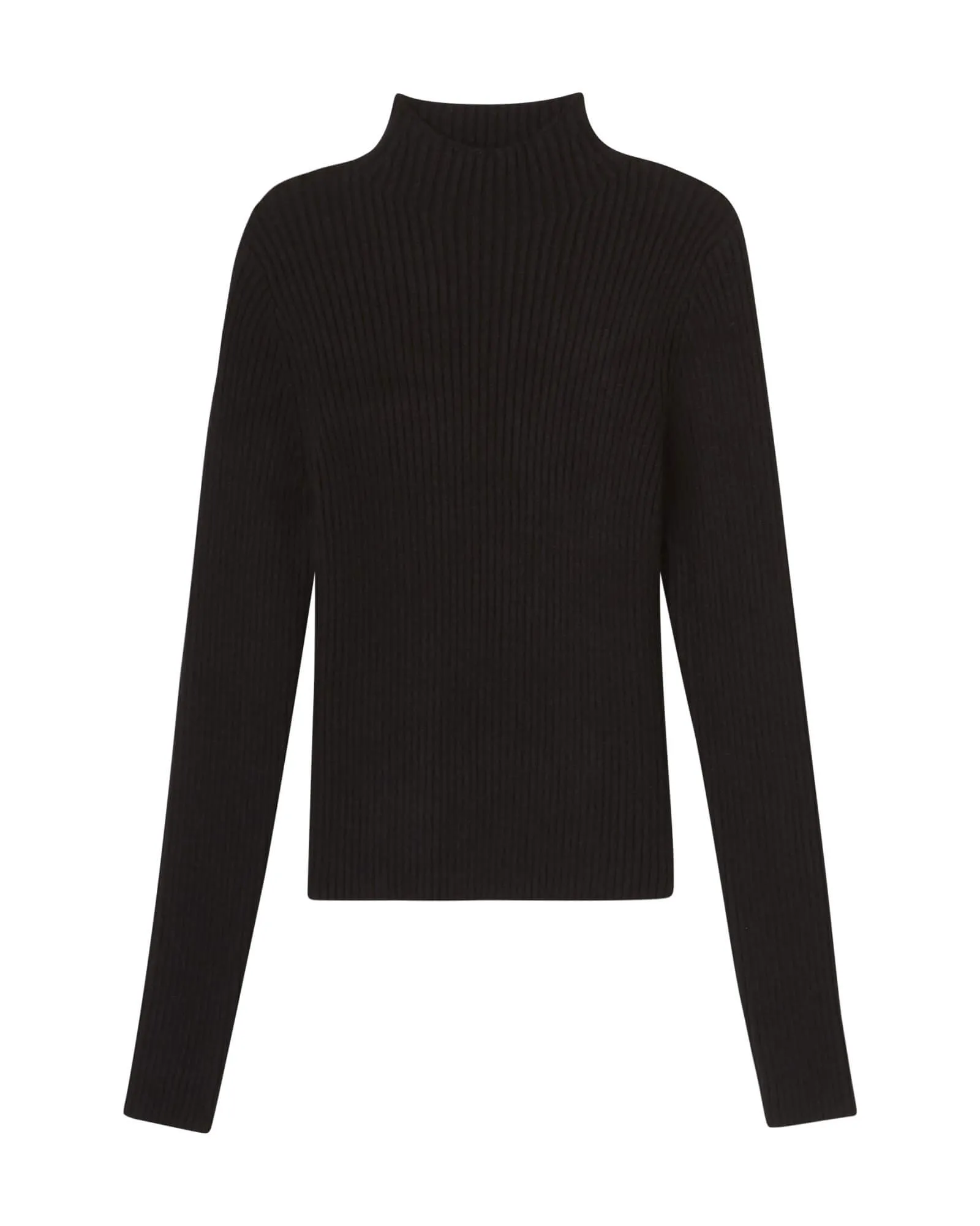Viscose Blend Ribbed Mock Neck Sweater
