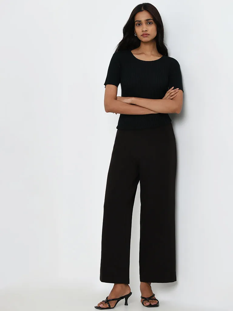 Wardrobe Dark Green Ribbed Glitter Top
