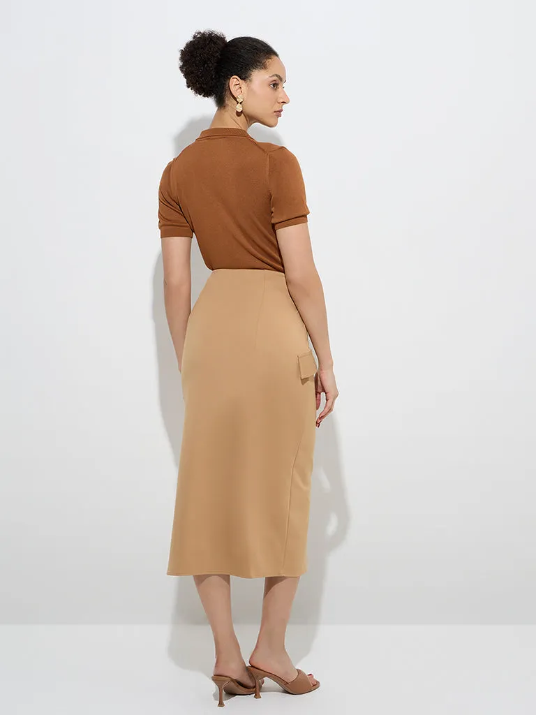 Wardrobe Tan High-Rise Pencil Skirt