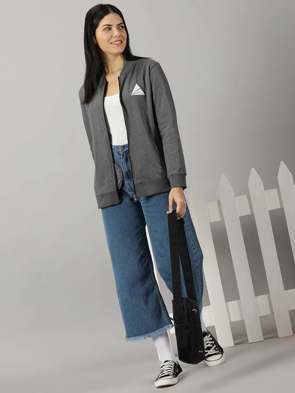 Women Cotton Long Sleeve Zipper Jacket