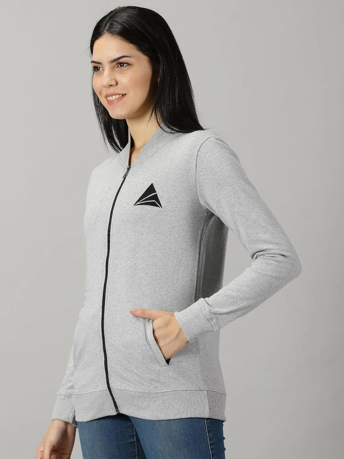 Women Cotton Long Sleeve Zipper Jacket