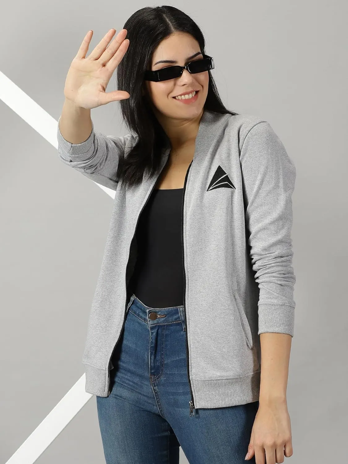 Women Cotton Long Sleeve Zipper Jacket