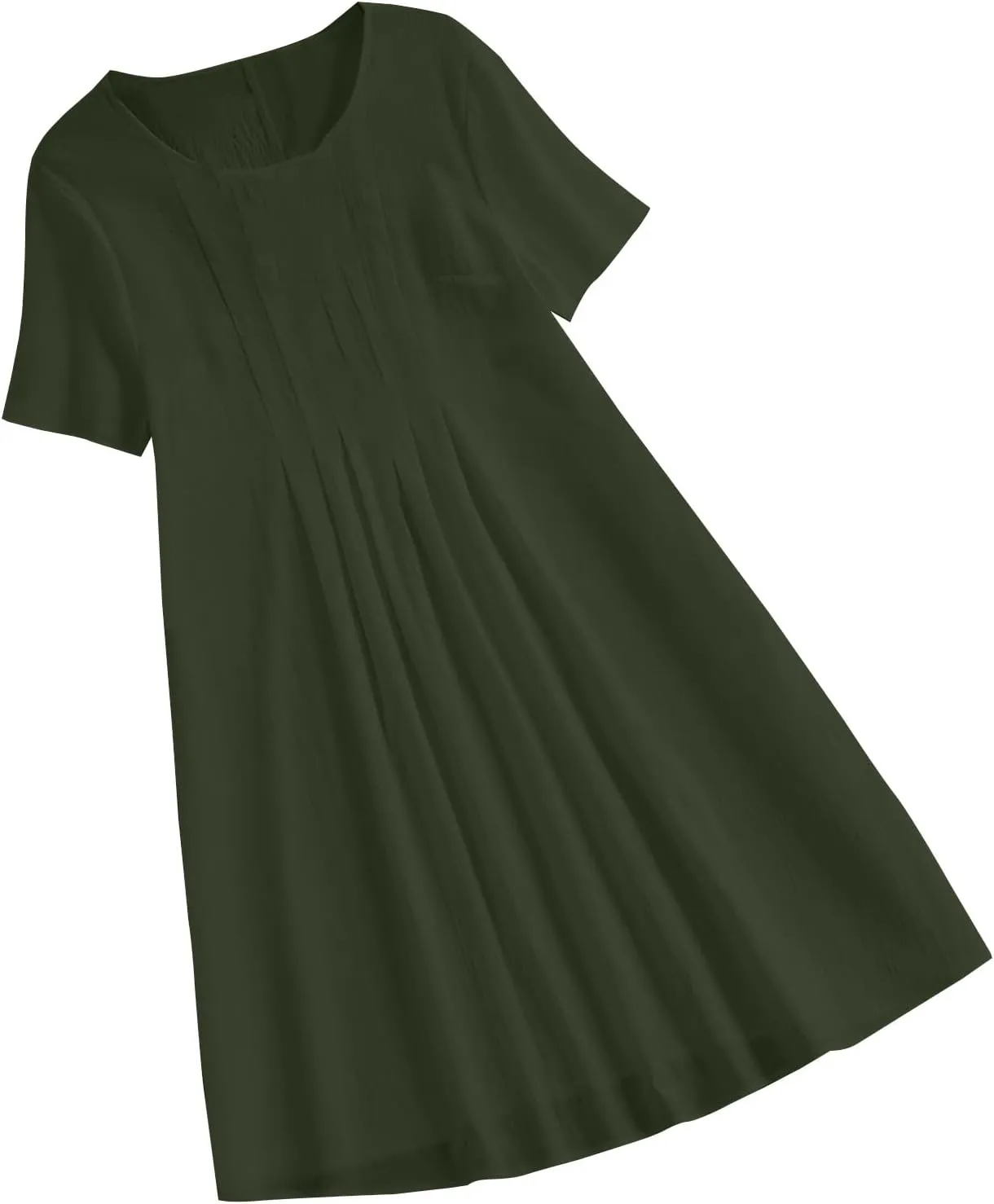 Women's Short Sleeve Swing Midi Dress Flowy Crewneck Plus Size Casual Loose Beach Vacation Dailywear T-Shirt Dress