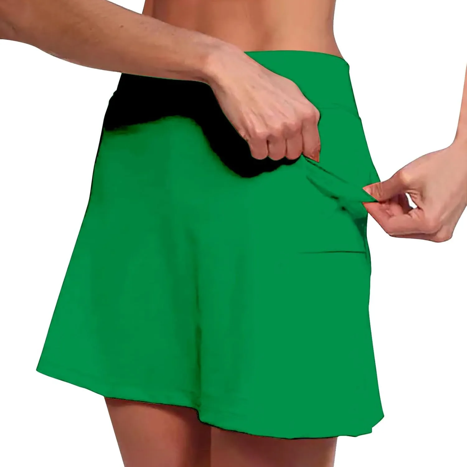 Womens Skorts with Pockets Solid Mid Waist Plus Size Skorts for Women High Waist Athletic Sports Yoga Pants Skirt