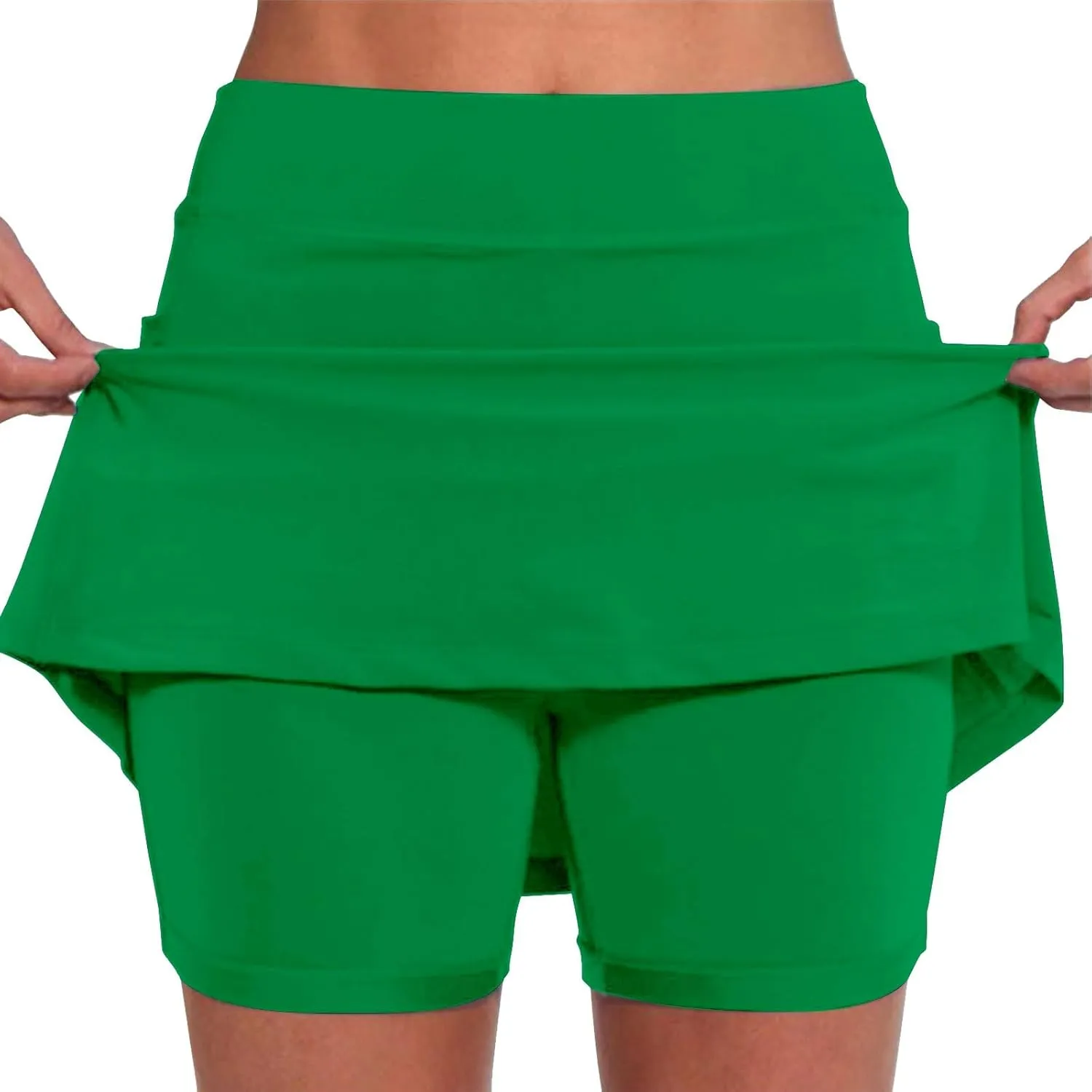 Womens Skorts with Pockets Solid Mid Waist Plus Size Skorts for Women High Waist Athletic Sports Yoga Pants Skirt