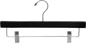 Wood Non-Slip 14" Pants Skirts Bottoms Hanger with Clips Lot of 100 Black New