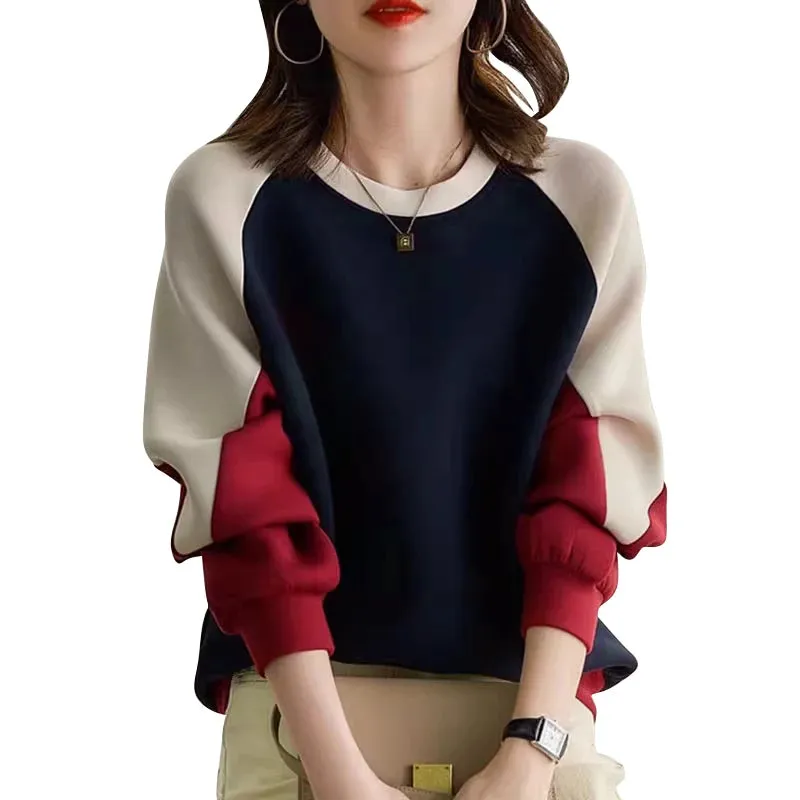 ZANZEA Stylish Autumn Sweatshirts Woman Long Sleeve Patchwork Pullovers 2024 Elegant Work Blouse Fashion Hoodies Streetwear