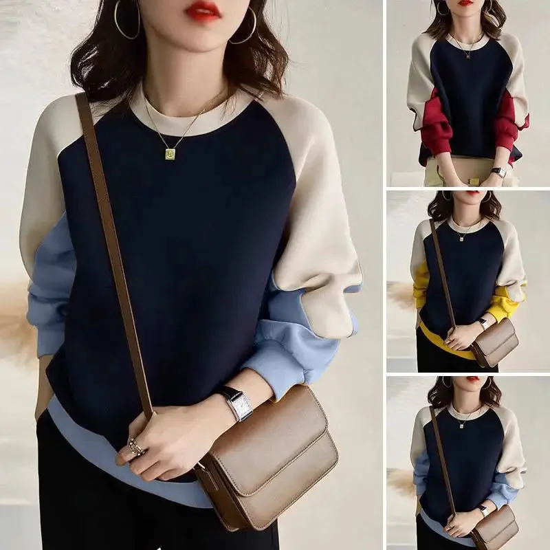 ZANZEA Stylish Autumn Sweatshirts Woman Long Sleeve Patchwork Pullovers 2024 Elegant Work Blouse Fashion Hoodies Streetwear