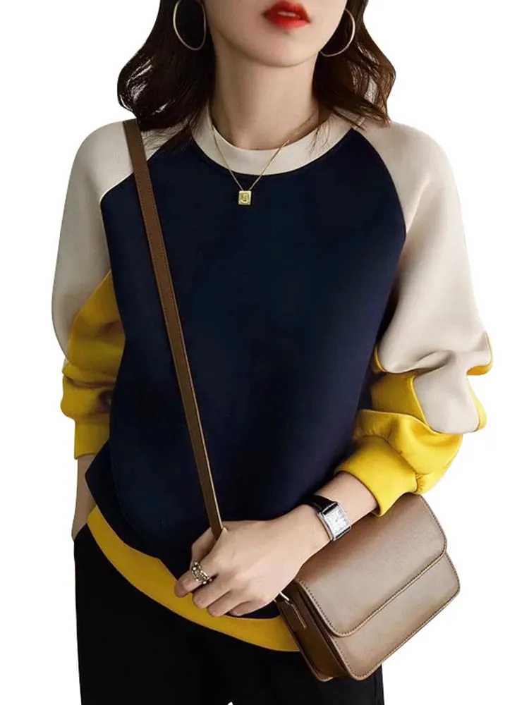 ZANZEA Stylish Autumn Sweatshirts Woman Long Sleeve Patchwork Pullovers 2024 Elegant Work Blouse Fashion Hoodies Streetwear